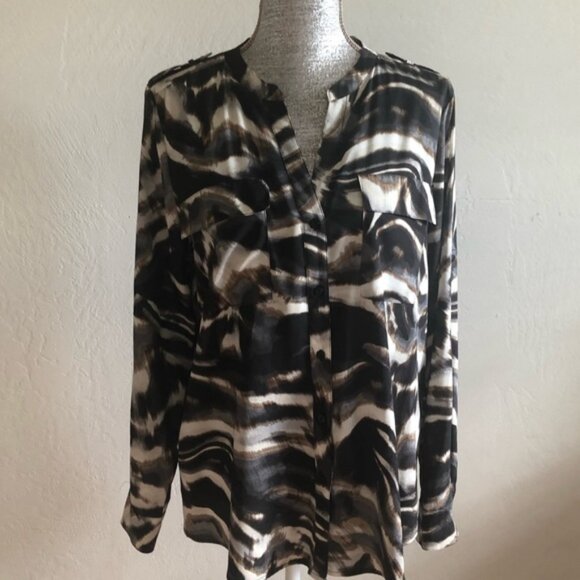 Calvin Klein long sleeves bottoms in front Large blouse - Picture 1 of 7